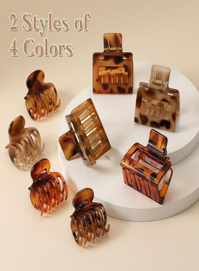 Interesse 8 PCS Small Hair Clips for Women Girls, Square Medium Hair Claw Clips for Thin, Fine & Short Hair, Cute Non Slip Leopard Print Jaw Clips for Valentine's Day Gifts, Ideal for Half Up Hair (Tortoise) - Image 2